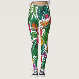Leggings Patrón de jungla floral tropical