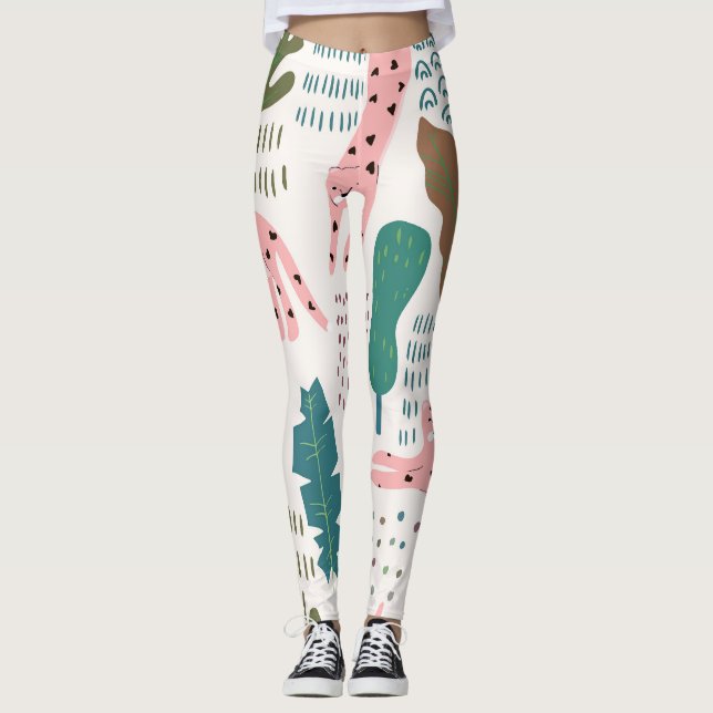 Leggings Patrón de jungla, huella de leopardo, vintage. (Anverso)
