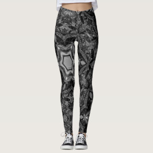 Leggings patrón de kaleidoscopio en blanco y negro