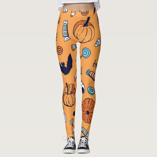 Leggings Patrón de la calabaza de calabaza de calavera sin  (Anverso)