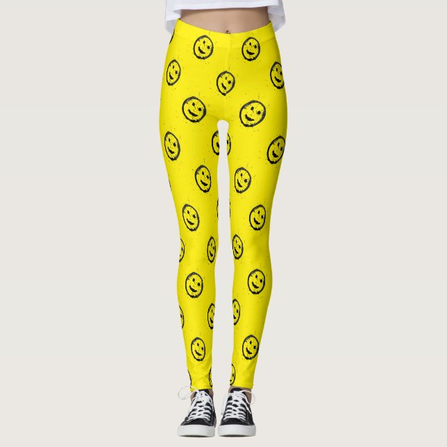 Leggings Patrón de la cara de Guay Spiled Seted Happy (Anverso)
