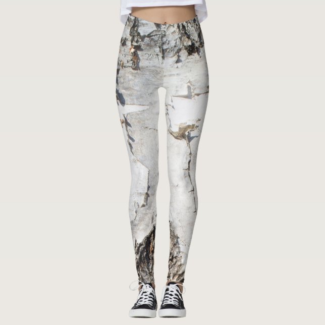 Leggings Patrón de la corteza de Birch (Anverso)