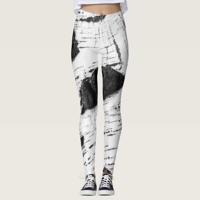 Leggings Patrón de la corteza de Birch (Anverso)