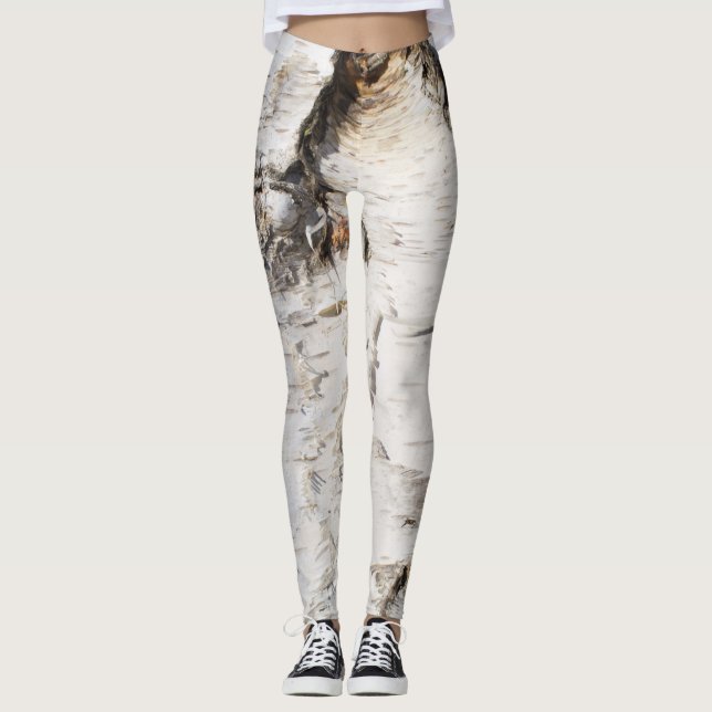 Leggings Patrón de la corteza de Birch (Anverso)