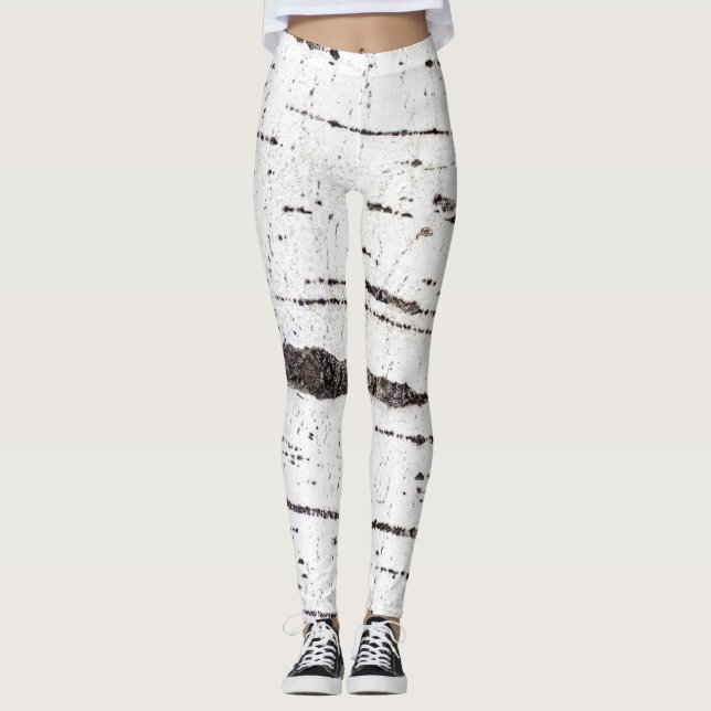 Leggings Patrón de la corteza de Birch (Anverso)