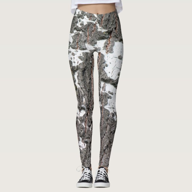 Leggings Patrón de la corteza de Birch (Anverso)