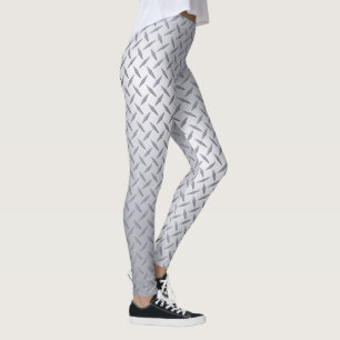 Leggings Patrón de la placa de diamante de acero brillante