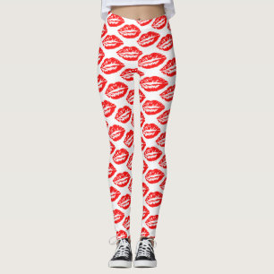 Leggings Patrón de Labios Rojos