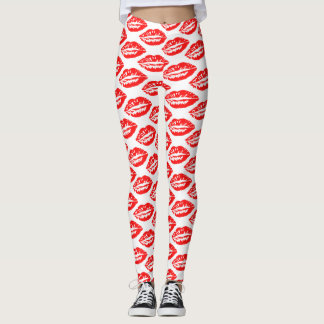 Leggings Patrón de Labios Rojos