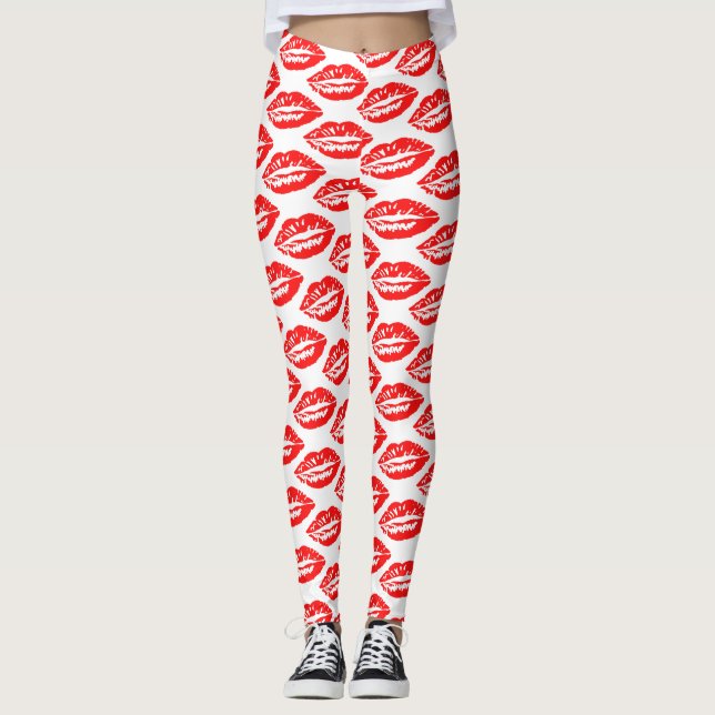 Leggings Patrón de Labios Rojos (Anverso)