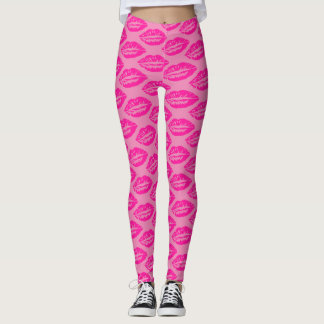 Leggings Patrón de Labios Rosados