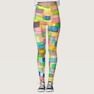 Leggings Patrón de ladrillo de la caja de color arcoiris
