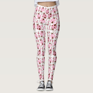 Leggings Patrón De Ladybugs, Cute Ladybugs, Pink Ladybugs
