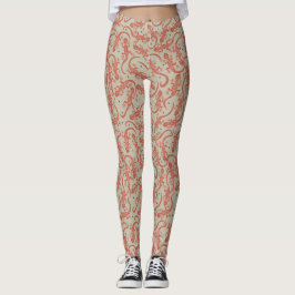 Leggings Patrón de lagarto geco lindo en terracota y beige