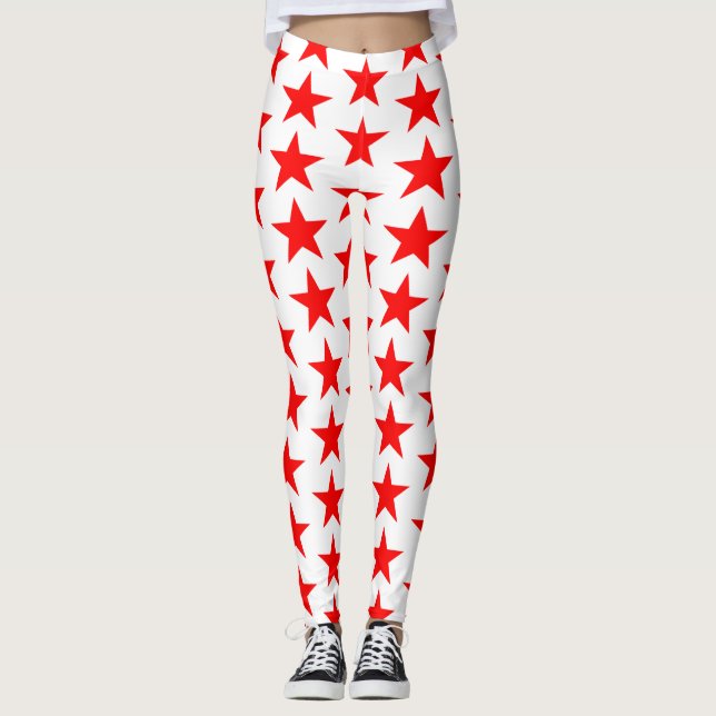 Leggings Patrón de las estrellas rojas (Anverso)