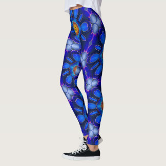 Leggings Patrón de las flores azules abstractas