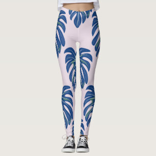 Leggings Patrón de las hojas tropicales de moda sin foco