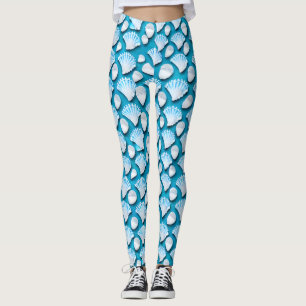 Leggings Patrón de las marismas del océano azul y blanco
