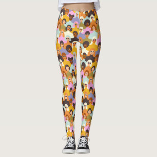 Leggings Patrón de las mujeres retro del mundo