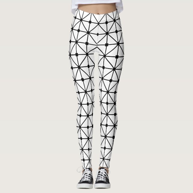 Leggings Patrón de latencia blanco negro (Anverso)