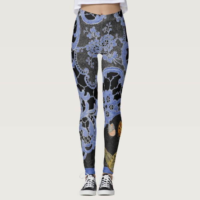 LEGGINGS PATRÓN DE LAZO ANTIGUO CON MARIPOSAS (Anverso)