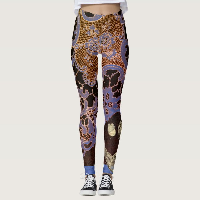 LEGGINGS PATRÓN DE LAZO ANTIGUO CON MARIPOSAS (Anverso)