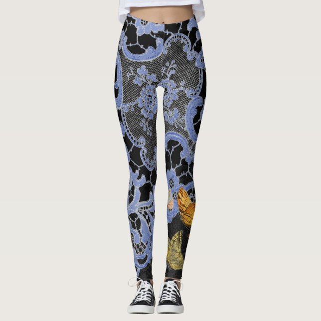 LEGGINGS PATRÓN DE LAZO ANTIGUO CON MARIPOSAS (Anverso)