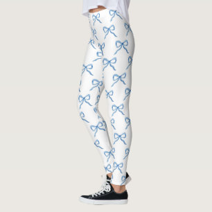 Leggings Patrón de lazo de acuarela azul