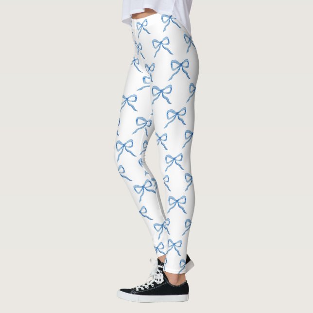 Leggings Patrón de lazo de acuarela azul (Izquierda)