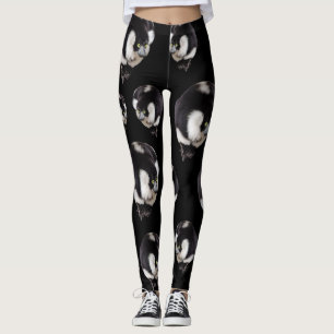 Leggings Patrón de lémur blanco negro - Piernas de impresió