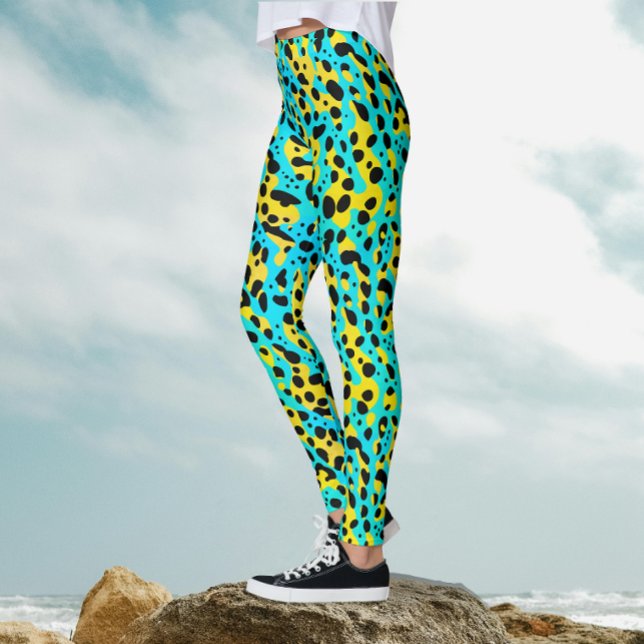 Leggings Patrón de leopardo amarillo turquesa abstracto de  (Subido por el creador)