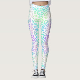 Leggings Patrón de leopardo del arcoiris Pastel