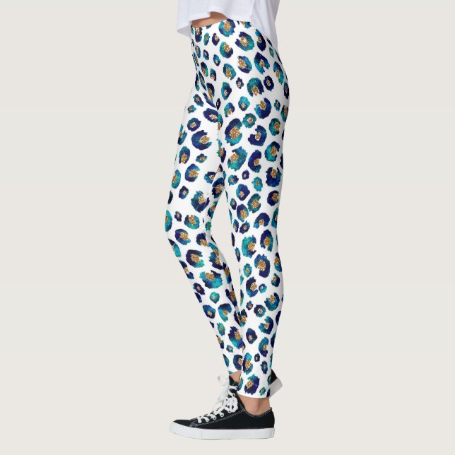 Leggings Patrón de leopardo del Purpurina de oro azul (Izquierda)