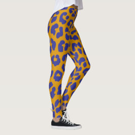 Leggings Patrón de leopardo dorado y azul