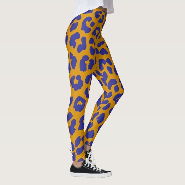 Leggings Patrón de leopardo dorado y azul (Derecha)