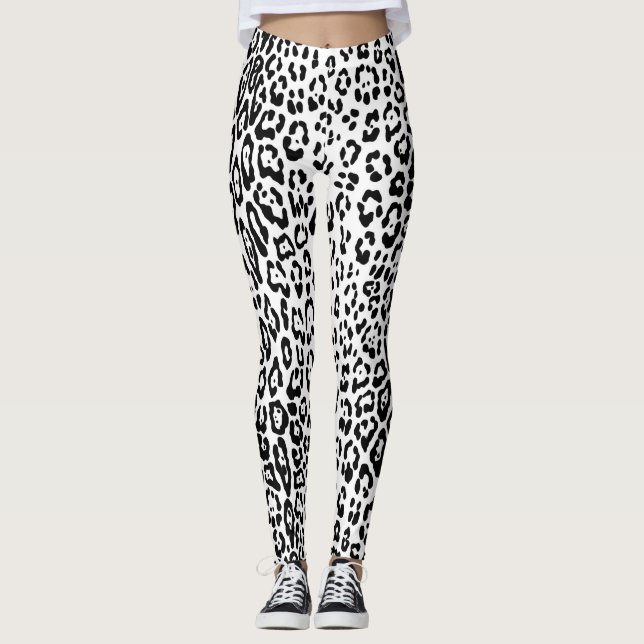 Leggings Patrón de leopardo en blanco y negro (Anverso)