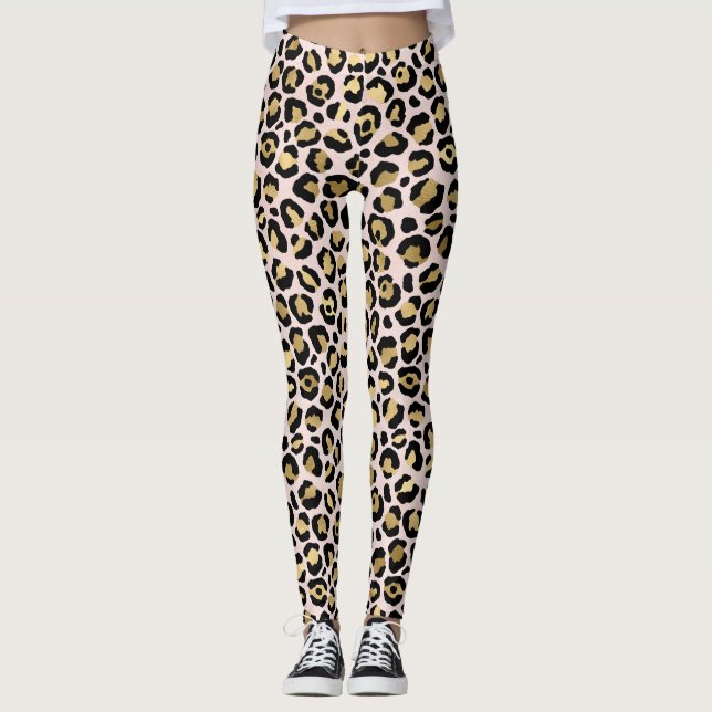 Leggings Patrón de leopardo en oro rosa (Anverso)