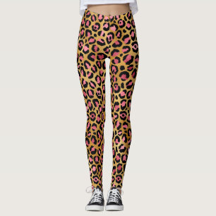 Leggings Patrón de leopardo en oro rosa
