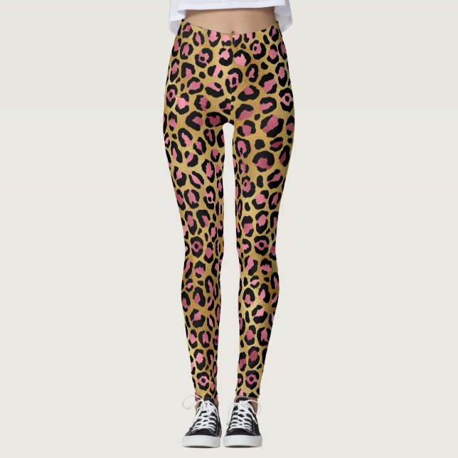 Leggings Patrón de leopardo en oro rosa (Anverso)