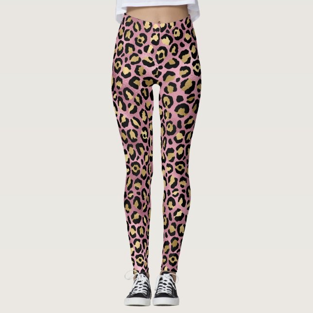 Leggings Patrón de leopardo en oro rosa (Anverso)