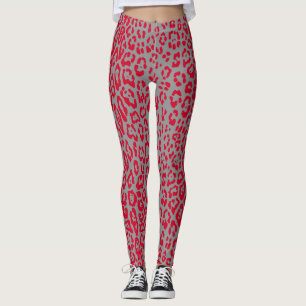Leggings Patrón de leopardo en rojo y gris