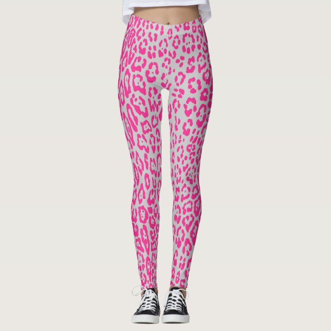 Leggings Patrón de leopardo en tejidos adultos rosados y gr (Anverso)