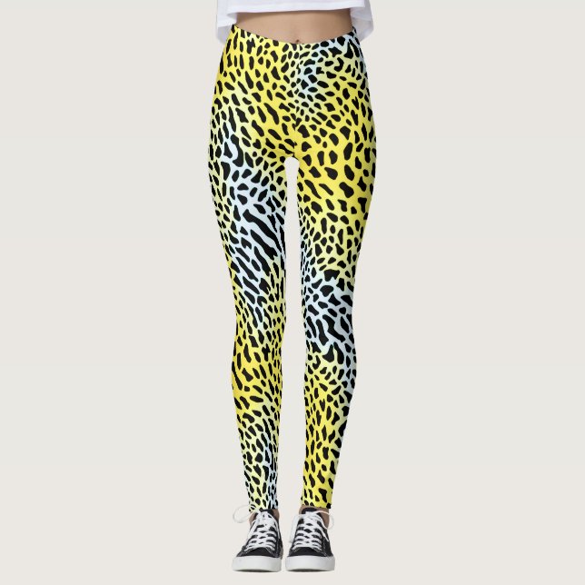 Leggings Patrón de leopardo gradiente amarillo abstracto de (Anverso)