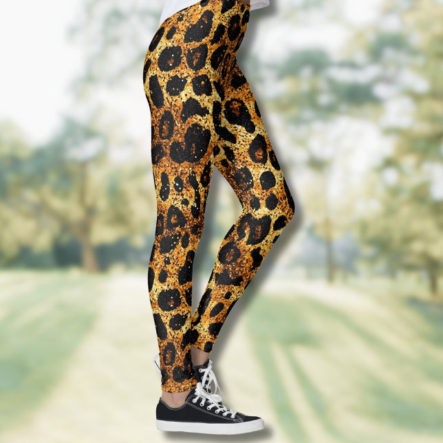 Leggings Patrón de leopardo marrón dorado con brillo de luj (Subido por el creador)