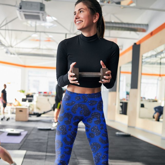 Leggings Patrón de Leopardo Moderno Azul Purpurinoso (Subido por el creador)