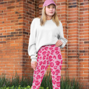 Leggings Patrón de Leopardo Moderno Rosa Caliente
