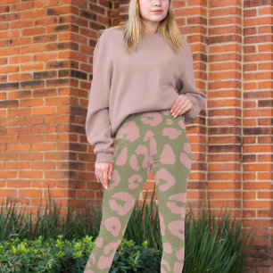 Leggings Patrón de Leopardo Moderno Verde y Rosa