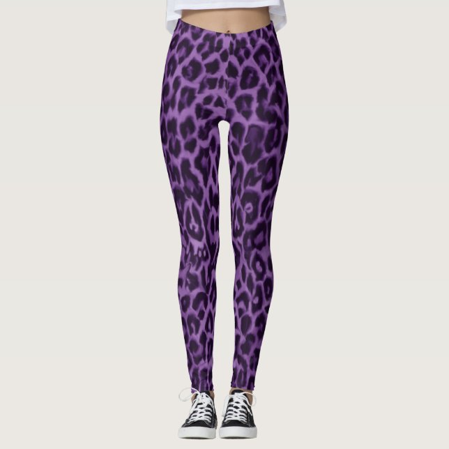 Leggings Patrón de leopardo púrpura, piernas de impresión d (Anverso)