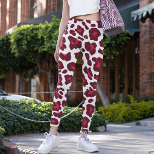 Leggings Patrón de Leopardo Rojo de Vino
