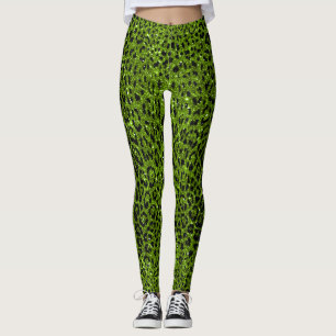 Leggings Patrón de leopardo verde Purpurina